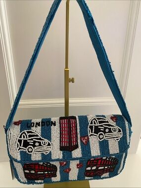 American & Beyond London Beaded Shoulder Bag | NWT | Double Decker Bus